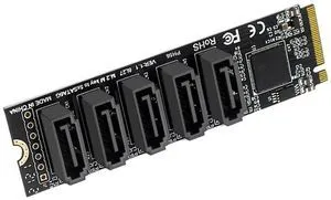 M.2 M-Key PCI Express To SATA 3.0 SSD Adapter Card JMB585 Chipset Expansion Card Support for OS//Linux 6Gbps 5 Ports M.2 M-Key PCI Express To SATA 3.0 SSD Adapter Card JMB585 Chipset Expansion Card Support for OS//Linux 6Gbps 5 Ports