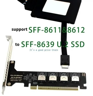 PCIe X16 To Oculink SFF 8612 SFF 8611 Expansion Adapter Fast For Mainboard Multiple Disk Support PCIE X4X4X4X4 PCIe X16 To Oculink SFF 8612 SFF 8611 Expansion Adapter Fast For Mainboard Multiple Disk Support PCIE X4X4X4X4