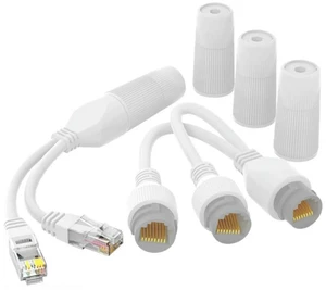 Waterproof PoE Combiner Splitter Adapter Ethernet Splitter 1 to 2 Adapter Simultaneous Online Separator ABS-material Waterproof PoE Combiner Splitter Adapter Ethernet Splitter 1 to 2 Adapter Simultaneous Online Separator ABS-material