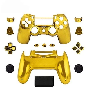 Full Housing Shell Case Cover with Buttons Mod Kit for PS4 Pro Slim JMD-040 Wireless Controller Replacement (Chrome Gold) Full Housing Shell Case Cover with Buttons Mod Kit for PS4 Pro Slim JMD-040 Wireless Controller Replacement (Chrome Gold)