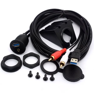 USB 3.0 & 3.5mm AUX 2 RCA Male to USB & 1/8 Audio Stereo Female Dash | Panel Mount Extension Cable for Car, Boat, Motorcycle, Bike, Trailer (2 Meter/ 6 Feet, Black, White) USB 3.0 & 3.5mm AUX 2 RCA Male to USB & 1/8 Audio Stereo Female Dash | Panel Mount Extension Cable for Car, Boat, Motorcycle, Bike, Trailer (2 Meter/ 6 Feet, Black, White)