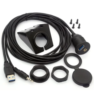 USB 3.0 Flush Mount Cable (2 Meter/6Ft) | USB 3.0 and 3.5mm Aux Extention Mount,Flush,Dash,Panel Mount Cable 1/8 AUX for Car Bike Boat Motorcycle Radio Stereo Android USB 3.0 Flush Mount Cable (2 Meter/6Ft) | USB 3.0 and 3.5mm Aux Extention Mount,Flush,Dash,Panel Mount Cable 1/8 AUX for Car Bike Boat Motorcycle Radio Stereo Android