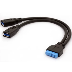 20 Pin Header Convert to Two USB 3.0 Female A Type Lead(25cm) | USB 3.0 Motherboard Adapter Cable for DIY Gaming PC 20 Pin Header Convert to Two USB 3.0 Female A Type Lead(25cm) | USB 3.0 Motherboard Adapter Cable for DIY Gaming PC