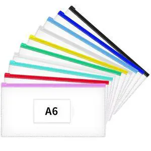 10 Pcs Poly Zip Envelope, A6 Size (9 x 4.7in) Pencil Pouches | Plastic Zipper Pouches with Label Pocket, 10 Colors, Reusable Clear Pencil Bags for Office Supplies 10 Pcs Poly Zip Envelope, A6 Size (9 x 4.7in) Pencil Pouches | Plastic Zipper Pouches with Label Pocket, 10 Colors, Reusable Clear Pencil Bags for Office Supplies