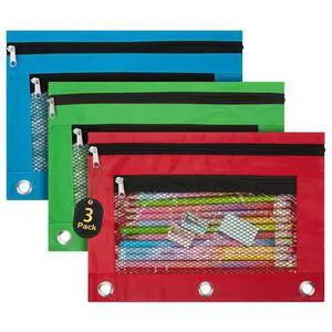 3 Pack Pencil Pouch for 3 Ring Binder with Zipper, Red Green Blue | Pencil Pouches Pencil Bags for Classroom bulk Pencil Box Pencil Case for Storing School Students Teacher Supplies 3 Pack Pencil Pouch for 3 Ring Binder with Zipper, Red Green Blue | Pencil Pouches Pencil Bags for Classroom bulk Pencil Box Pencil Case for Storing School Students Teacher Supplies