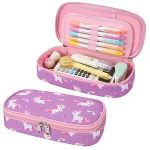 Cute Kids Pencil Case - Girls Pen Pouch Large School Organizer | Pen Bag & Smooth Zipper, Multi-Slot Storage, Mesh Pocket, 900D Water Resistent, Giftable School Supplies, Pink Purple Unicorn Cute Kids Pencil Case - Girls Pen Pouch Large School Organizer | Pen Bag & Smooth Zipper, Multi-Slot Storage, Mesh Pocket, 900D Water Resistent, Giftable School Supplies, Pink Purple Unicorn