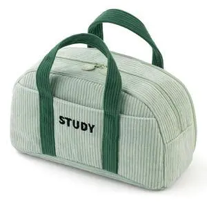 Corduroy Hand-held Pencil Case Large Cute Pencil Pouch Stationery Pen Bag for Teen Girls-Green Corduroy Hand-held Pencil Case Large Cute Pencil Pouch Stationery Pen Bag for Teen Girls-Green