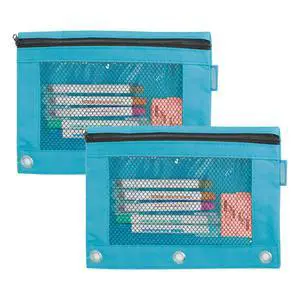 Retro Pastel 3-Ring Pencil Pouch with Mesh Window, 2-Pack | clear mesh window and a zipper closure for pens; pencils Retro Pastel 3-Ring Pencil Pouch with Mesh Window, 2-Pack | clear mesh window and a zipper closure for pens; pencils