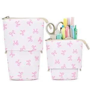 Cute Standing Pencil Case Pen Holder for Kids, Pop Up Stand UP Bubble Tea Pen Organizer Kawaii Stationary for Christmas Holiday New Year Office (Bow) Cute Standing Pencil Case Pen Holder for Kids, Pop Up Stand UP Bubble Tea Pen Organizer Kawaii Stationary for Christmas Holiday New Year Office (Bow)