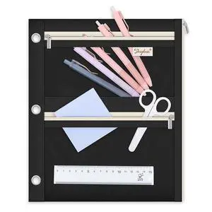 Large Pencil Pouch for 3 Ring Binder, 3 Pockets and Clear Window | 11x 9", 3 Compartment Zipper Pencil Case, Large Capacity Organizer for School Supplies, Students, Kids & Teachers Large Pencil Pouch for 3 Ring Binder, 3 Pockets and Clear Window | 11x 9", 3 Compartment Zipper Pencil Case, Large Capacity Organizer for School Supplies, Students, Kids & Teachers