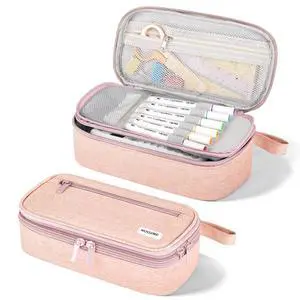 Double Layer Large Big Capacity Pencil Case Pouch Bag with Double Zipper | 5 Compartments Multiple Pockets, Aesthetic Canvas Stationery Pen Case Bag for Teens Girls,Boys,Students,College Double Layer Large Big Capacity Pencil Case Pouch Bag with Double Zipper | 5 Compartments Multiple Pockets, Aesthetic Canvas Stationery Pen Case Bag for Teens Girls,Boys,Students,College