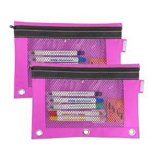 Bright Color 3-Ring Pencil Pouch with Mesh Window, 2-Pack | clear mesh window and a zipper closure for pens; pencils; supplies Bright Color 3-Ring Pencil Pouch with Mesh Window, 2-Pack | clear mesh window and a zipper closure for pens; pencils; supplies