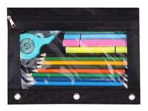 3-Ring Pen Pencil Pouch with Clear Window Stationery Bag Binder Case Classroom Organizers Black 3-Ring Pen Pencil Pouch with Clear Window Stationery Bag Binder Case Classroom Organizers Black