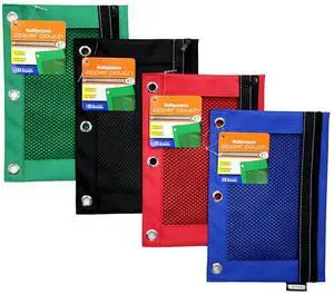 3-Ring Pencil Pouch with Clear Mesh Window | clear mesh window and a zipper closure for pens; pencils; supplies 3-Ring Pencil Pouch with Clear Mesh Window | clear mesh window and a zipper closure for pens; pencils; supplies