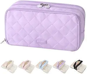 Cute Pencil Case for Girls kids Soft Quilted Pencil Pouch Bag Organizer | With 3 Compartments,Big Capacity Marker Crayon Storage Bag Large Double Zipper Art Bag For Kids School College Boys Women Cute Pencil Case for Girls kids Soft Quilted Pencil Pouch Bag Organizer | With 3 Compartments,Big Capacity Marker Crayon Storage Bag Large Double Zipper Art Bag For Kids School College Boys Women