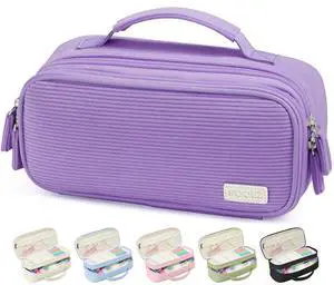 Large Pencil Case Pouch, Soft Corduroy Pencil Bag with Handle | Cute Pen Case, 5 Compartments, Wide Opening Pen Pouch Organizer with Zipper, Aesthetic School Supplies for Girls, Purple Large Pencil Case Pouch, Soft Corduroy Pencil Bag with Handle | Cute Pen Case, 5 Compartments, Wide Opening Pen Pouch Organizer with Zipper, Aesthetic School Supplies for Girls, Purple