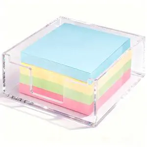 Acrylic Sticky Note Holder for 3 x 3 Notes, Crystal Clear | 4 x 4 Inch Compact Desk Tray Organizer for Office, School, Classroom, Dorm & Home Acrylic Sticky Note Holder for 3 x 3 Notes, Crystal Clear | 4 x 4 Inch Compact Desk Tray Organizer for Office, School, Classroom, Dorm & Home