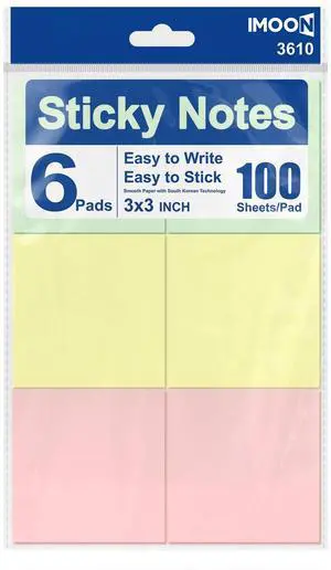 600 Sheets Self-Adhesive Pastel Sticky Notes 3x3 Inch, 6 Pads (100 Sheets Each), Premium Smooth Notes Pad, Easy to Stick, Remove & Reposition, Ideal for Office, School, and Home Use (3610) 600 Sheets Self-Adhesive Pastel Sticky Notes 3x3 Inch, 6 Pads (100 Sheets Each), Premium Smooth Notes Pad, Easy to Stick, Remove & Reposition, Ideal for Office, School, and Home Use (3610)