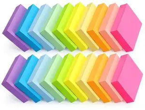 Sticky Notes 1.5x2 Inch, Self-Adhesive 20 Pads, 10 Bright Multi Colors | 100 Sheets/Pad, Perfect for offices, schools, and home. Sticky Notes 1.5x2 Inch, Self-Adhesive 20 Pads, 10 Bright Multi Colors | 100 Sheets/Pad, Perfect for offices, schools, and home.