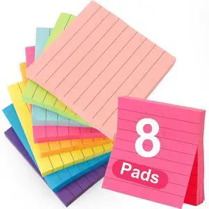 Lined Sticky Notes 3x3,Sticky Notes With Lines,Self-Stick Note Pads,8 Pads,800 Sheets,Stickey Stickies Stick Square Colored Ruled Notepads Set for Teacher Office Supplies Back to School Stuff Lined Sticky Notes 3x3,Sticky Notes With Lines,Self-Stick Note Pads,8 Pads,800 Sheets,Stickey Stickies Stick Square Colored Ruled Notepads Set for Teacher Office Supplies Back to School Stuff