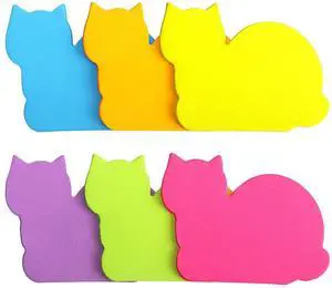 Cute Cat Sticky Notes 6 Pads, 450 Sheets | Bright Colors, 3×3 inch Size, Cat Shape Self-Sticky Note Pads for Office, School, Home and Cat Lover Gifts Cute Cat Sticky Notes 6 Pads, 450 Sheets | Bright Colors, 3×3 inch Size, Cat Shape Self-Sticky Note Pads for Office, School, Home and Cat Lover Gifts
