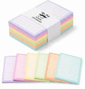 Lined Sticky Notes, 4" x 6", 6 Pads, 270 Sheets | Sticky Notes with Lines, Ruled Post Stickies, Memo Pads, Self-Stick Note Pad for Office, School, Home, Study & Organization Lined Sticky Notes, 4" x 6", 6 Pads, 270 Sheets | Sticky Notes with Lines, Ruled Post Stickies, Memo Pads, Self-Stick Note Pad for Office, School, Home, Study & Organization