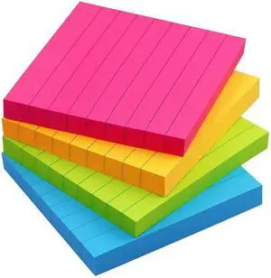Lined Sticky Notes 3x3 in, Self-Adhesive, Bright, 4 Pads, 90 Sheets/Pad | Lined Surface for Neat and Organized Writing Strong Self-Stick Adhesive, Sticks Securely and Peels Cleanly Lined Sticky Notes 3x3 in, Self-Adhesive, Bright, 4 Pads, 90 Sheets/Pad | Lined Surface for Neat and Organized Writing Strong Self-Stick Adhesive, Sticks Securely and Peels Cleanly