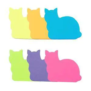 Cute Cat Sticky Notes, 6Pack 6 Bright Color Kawaii Sticky Notes for Cats Lover (6 Colors Shape 2) Cute Cat Sticky Notes, 6Pack 6 Bright Color Kawaii Sticky Notes for Cats Lover (6 Colors Shape 2)