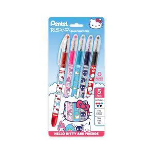 RSVP Ballpoint Pen, Hello Kitty® and Friends, Limited Edition, Mix 2, 0.7mm Fine Line, Assorted Ink, 5-Pk (BK90HKPF5M1) RSVP Ballpoint Pen, Hello Kitty® and Friends, Limited Edition, Mix 2, 0.7mm Fine Line, Assorted Ink, 5-Pk (BK90HKPF5M1)