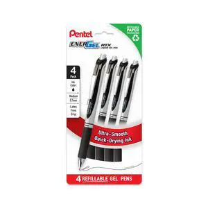 EnerGel RTX Liquid Gel Pens, Medium (0.7mm), Black Ink, 4-pk (BL77PF4A) EnerGel RTX Liquid Gel Pens, Medium (0.7mm), Black Ink, 4-pk (BL77PF4A)