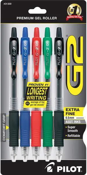 G2 Rolling Ball Colored Gel Pens, 0.5mm, Assorted Color Inks, 5-Pack G2 Rolling Ball Colored Gel Pens, 0.5mm, Assorted Color Inks, 5-Pack