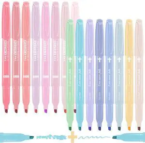 Pastel Bible Highlighter Markers 16 Pack, No Bleed, Cute Aesthetic Highlighters Assorted Colors Dry Quickly for Bible Study Journaling, Textbook Motivational Gift for Christians, Friends Pastel Bible Highlighter Markers 16 Pack, No Bleed, Cute Aesthetic Highlighters Assorted Colors Dry Quickly for Bible Study Journaling, Textbook Motivational Gift for Christians, Friends