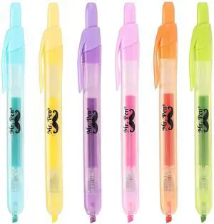 Retractable Highlighters, 6 Pack, Pastel Colors | Chisel Tip Highlighter Marker Set, Click Highlighter Markers for Classroom, Journaling, Study Supplies Retractable Highlighters, 6 Pack, Pastel Colors | Chisel Tip Highlighter Marker Set, Click Highlighter Markers for Classroom, Journaling, Study Supplies