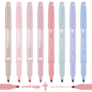 Pastel Bible Highlighter Markers 8 Pack, No Bleed, Cute Aesthetic Highlighters Assorted Colors Dry Quickly for Bible Study Journaling, Textbook Motivational Gift for Christians, Friends Pastel Bible Highlighter Markers 8 Pack, No Bleed, Cute Aesthetic Highlighters Assorted Colors Dry Quickly for Bible Study Journaling, Textbook Motivational Gift for Christians, Friends