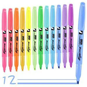 Highlighters Assorted Colors Set, 12 Pack, Chisel Tip Bright Colors, Dry Quickly Colored Highlighters for Journaling, Study Notes, School Office Supplies Highlighters Assorted Colors Set, 12 Pack, Chisel Tip Bright Colors, Dry Quickly Colored Highlighters for Journaling, Study Notes, School Office Supplies