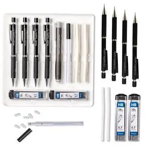 Mechanical Pencil 0.7mm Set 2x30 HB Lead & Eraser Pen Refills | Metal Mechanical Pencil with Lead & Eraser Refills Sketch, Architecture, Drafting & Art for Students, Artists & Beginners Mechanical Pencil 0.7mm Set 2x30 HB Lead & Eraser Pen Refills | Metal Mechanical Pencil with Lead & Eraser Refills Sketch, Architecture, Drafting & Art for Students, Artists & Beginners