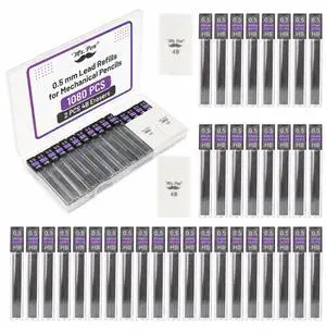 Bulk 0.5 mm Lead Refills for Mechanical Pencils, 1080 pcs | (30 per Tube) Includes 2x 4B Erasers, HB Graphite Lead, Standard Mechanical Pencil Refills for Drawing and Sketching Bulk 0.5 mm Lead Refills for Mechanical Pencils, 1080 pcs | (30 per Tube) Includes 2x 4B Erasers, HB Graphite Lead, Standard Mechanical Pencil Refills for Drawing and Sketching