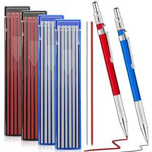 2 Pcs Welders Pencil 48 Refill, Red, Silver | Mechanical Metal Welding Marker for Tube Pipe Fitter Welder, Refillable Pen Steel Construction Woodworking, Marking Tool 2 Pcs Welders Pencil 48 Refill, Red, Silver | Mechanical Metal Welding Marker for Tube Pipe Fitter Welder, Refillable Pen Steel Construction Woodworking, Marking Tool