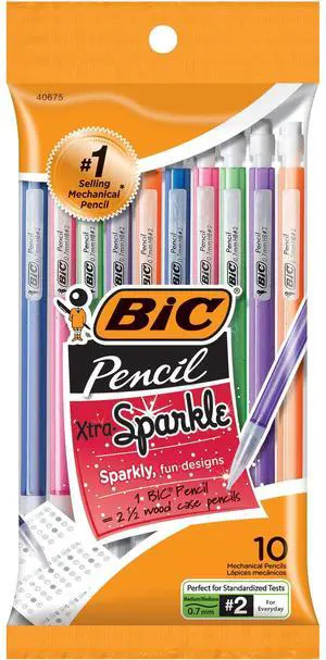 Xtra Sparkle Mechanical Pencil, Colorful Barrel, Medium Point, 0.7 mm | Fun Sparkly Designs | Break-Resistant Core | Smooth Writing Lead | Ideal for Standardized Tests | 10 Count Pencils Xtra Sparkle Mechanical Pencil, Colorful Barrel, Medium Point, 0.7 mm | Fun Sparkly Designs | Break-Resistant Core | Smooth Writing Lead | Ideal for Standardized Tests | 10 Count Pencils