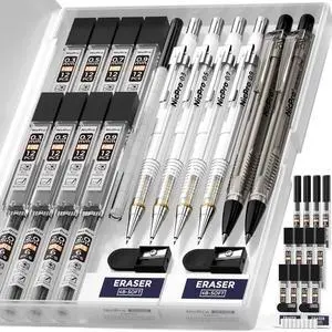 6PCS Art Mechanical Pencil Set, 4PCS Drafting Pencils 0.3 & 0.5 & 0.7 & 0.9 mm & 2PCS 2mm Lead Holder (4B 2B HB 2H) For Writing, Sketching Drawing With 12 Tube Lead Refills Erasers Case 6PCS Art Mechanical Pencil Set, 4PCS Drafting Pencils 0.3 & 0.5 & 0.7 & 0.9 mm & 2PCS 2mm Lead Holder (4B 2B HB 2H) For Writing, Sketching Drawing With 12 Tube Lead Refills Erasers Case