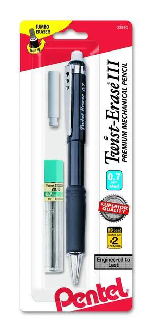 Twist-Erase III Mechanical Pencil, (0.7mm) Medium Line, with Lead and Eraser Refills (QE517LEBP) Twist-Erase III Mechanical Pencil, (0.7mm) Medium Line, with Lead and Eraser Refills (QE517LEBP)