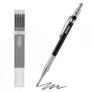 2mm Carpenter Pencil Set with 12 Refills and Sharpener, Black | Woodworking Marking Tool Solid Deep Hole Construction Mechanical Pencil, Extended Needle-Nose Tip for Use in Jobs 2mm Carpenter Pencil Set with 12 Refills and Sharpener, Black | Woodworking Marking Tool Solid Deep Hole Construction Mechanical Pencil, Extended Needle-Nose Tip for Use in Jobs