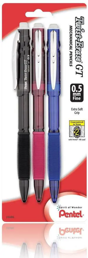 Twist-Erase GT (0.5mm) Mechanical Pencil, Assorted Barrel Colors, Color May Vary, Pack of 3 (QE205BP3M) Twist-Erase GT (0.5mm) Mechanical Pencil, Assorted Barrel Colors, Color May Vary, Pack of 3 (QE205BP3M)