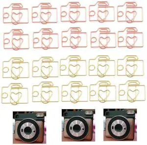 Cool Decorative Paper Clips-20-Piece Metal Camera-Shaped Paperclips Set in Fun and Functional Office Supplies with Rose Gold and Gold Finish Cool Decorative Paper Clips-20-Piece Metal Camera-Shaped Paperclips Set in Fun and Functional Office Supplies with Rose Gold and Gold Finish