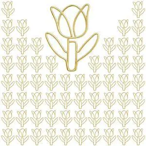 Floral Shape Papers Clips, 60Pcs Tulip Shaped Shape Paper Clips, Gold Cute Flower Shaped Paper Clips, Funny Cutes Paperclips Bookmarks for Office Supplies Desk File Organization Wedding Decoration Floral Shape Papers Clips, 60Pcs Tulip Shaped Shape Paper Clips, Gold Cute Flower Shaped Paper Clips, Funny Cutes Paperclips Bookmarks for Office Supplies Desk File Organization Wedding Decoration