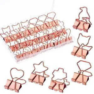 Cute Metal Binder Clips, 18 pcs, 0.75", Small Size, 6 Styles | Rose Gold Binder Paper Clips, Paper Clamps for Office Supplies, Home, School, Business, Document Organizing Cute Metal Binder Clips, 18 pcs, 0.75", Small Size, 6 Styles | Rose Gold Binder Paper Clips, Paper Clamps for Office Supplies, Home, School, Business, Document Organizing