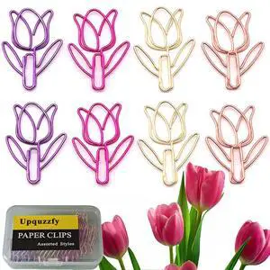 20 Pcs Metal Flower Paper Clips Set - Cute Large Decorative Paperclips for File Organization, School, Home Office and Wedding Decor 4 Colors (TULIPFLOWER) 20 Pcs Metal Flower Paper Clips Set - Cute Large Decorative Paperclips for File Organization, School, Home Office and Wedding Decor 4 Colors (TULIPFLOWER)