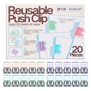 Push Paper & Binder Clips, 20 Pack 50 Sheet Heavy Duty No Damage | Reusable medium clamps with mark-free design. Ideal for office, school, home organization and daily paperwork sorting. Push Paper & Binder Clips, 20 Pack 50 Sheet Heavy Duty No Damage | Reusable medium clamps with mark-free design. Ideal for office, school, home organization and daily paperwork sorting.