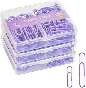 Colorful Paper Clips Assorted Sizes, Small and Large Paperclips, 210 Count, 3 Pack of 70 (Purple) Colorful Paper Clips Assorted Sizes, Small and Large Paperclips, 210 Count, 3 Pack of 70 (Purple)