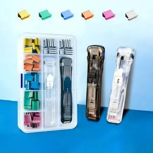 Portable Binder Clip Stapler Set, 2-Pack Handheld Clip Dispensers with 140 Reusable Metal Clips, 40-Sheet Capacity, Staple-Free Paper Binding, Black & White Portable Binder Clip Stapler Set, 2-Pack Handheld Clip Dispensers with 140 Reusable Metal Clips, 40-Sheet Capacity, Staple-Free Paper Binding, Black & White
